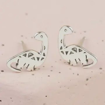 Sterling Silver Diplodocus Dinosaur Stud Earring