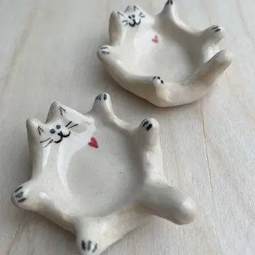 handmade ceramic cat ring dish