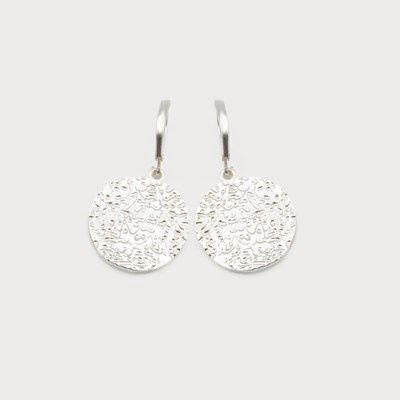 silver hammered disc earrings