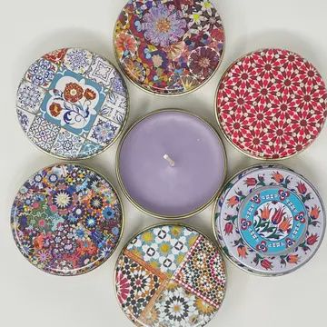 CANDLE IN FLORAL TIN MADE IN TURKEY