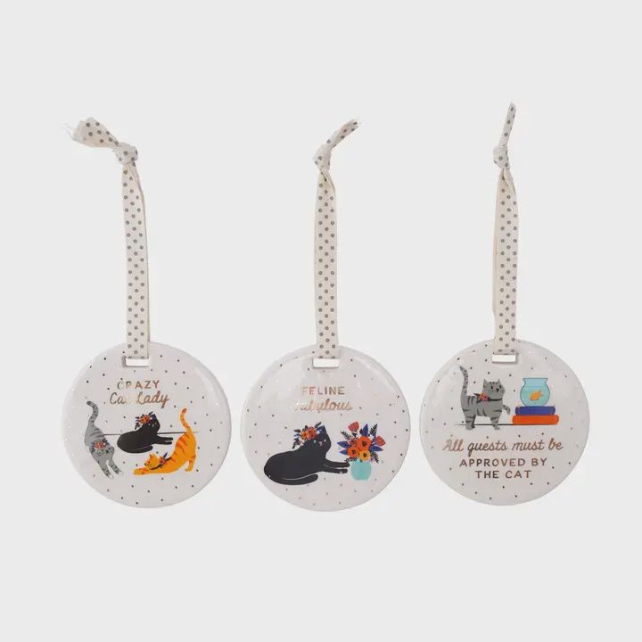ASST CERAMIC CAT HANGERS