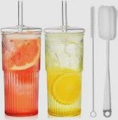 20oz GLASS DRINK MUG WITH STRAW