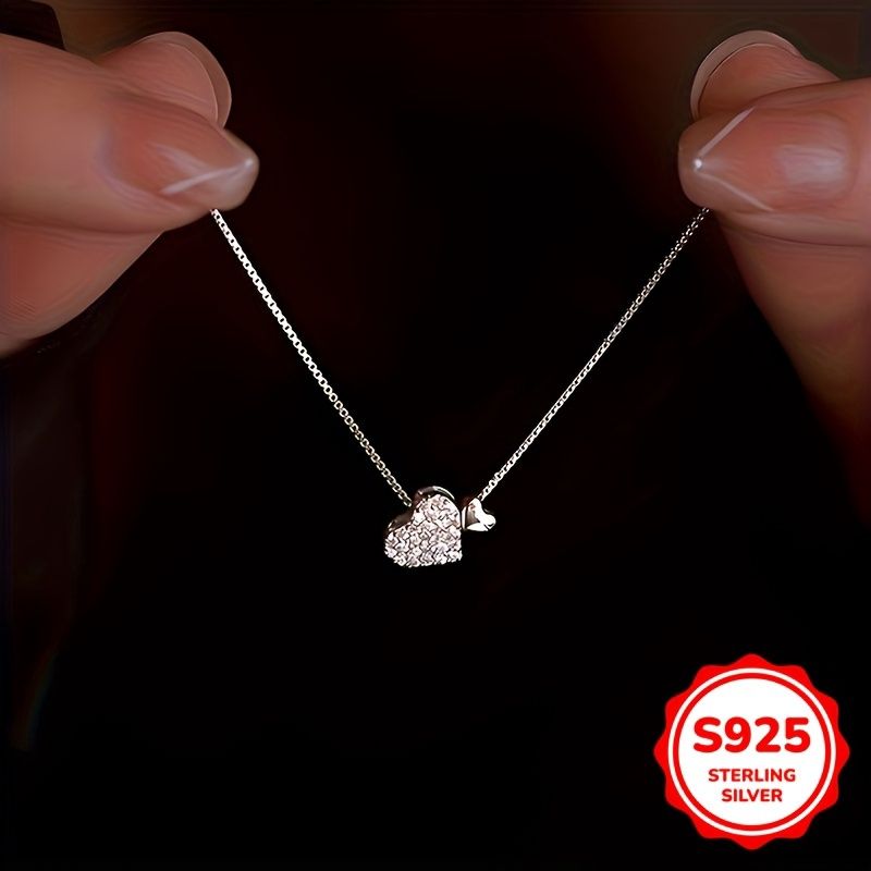 925 SILVER BEDAZZLED HEART NECKLACE