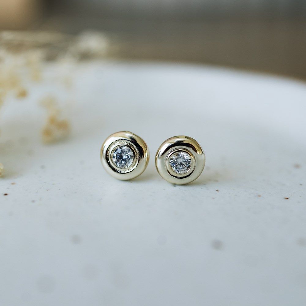 GLIMMER DISC STUDS CLEAR /GOLD