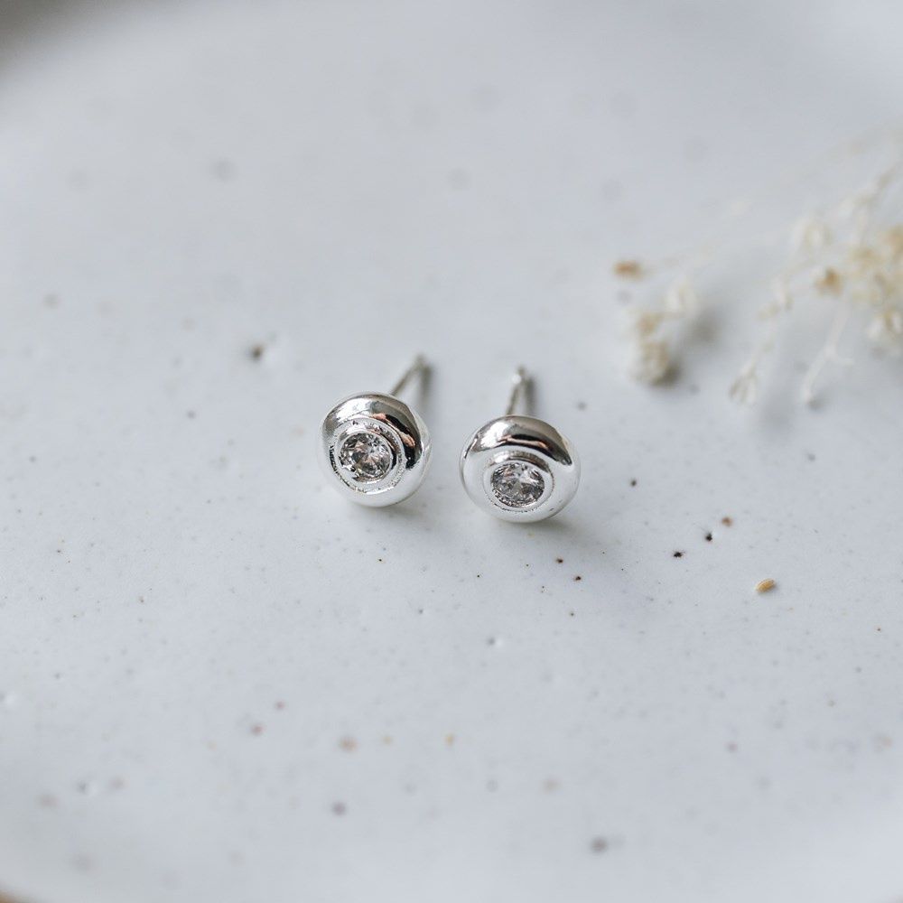 GLIMMER DISC STUDS SILVER/CLEAR