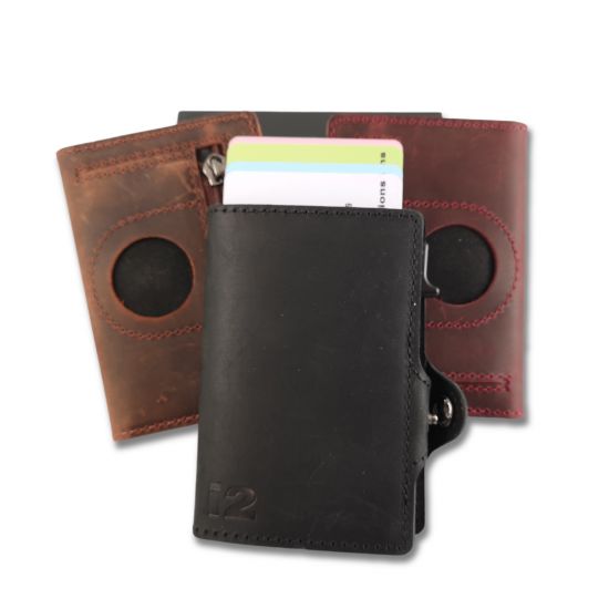 RFID LEATHER CARD WALLET WITH COIN PURSE