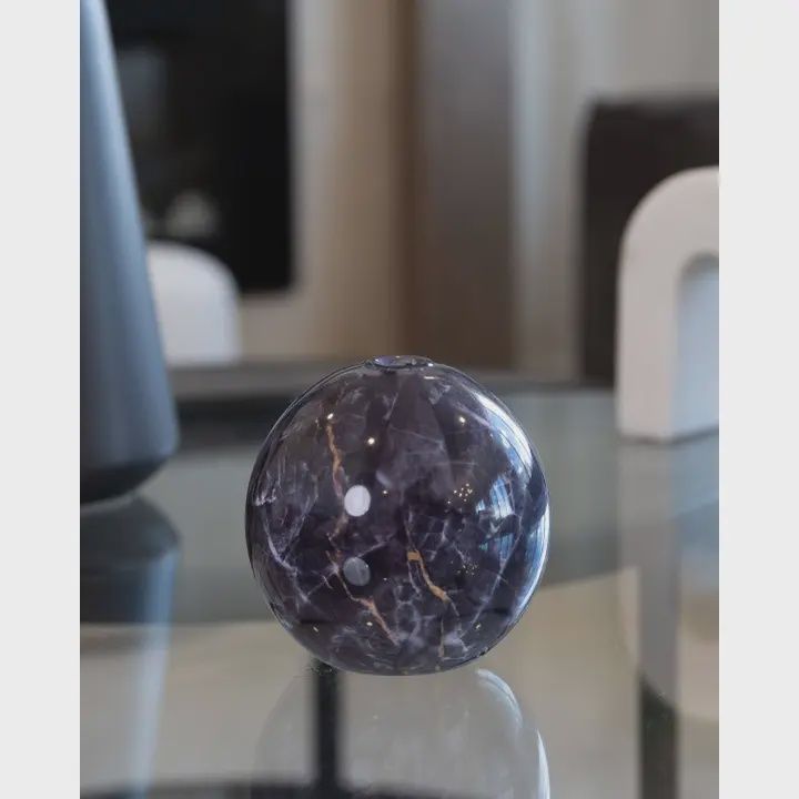 NEVA BLACK MARBLE ROUND VASE