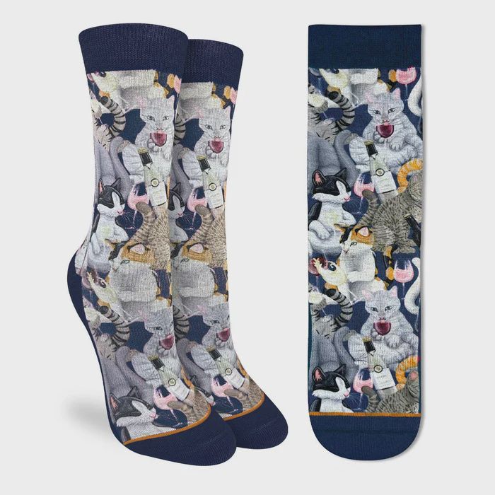 wine and cats socks