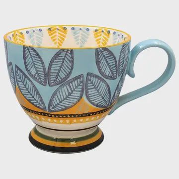 HAND-PAINTED FOOTED LEAF MUG