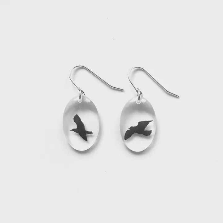 Oval Crow earrings