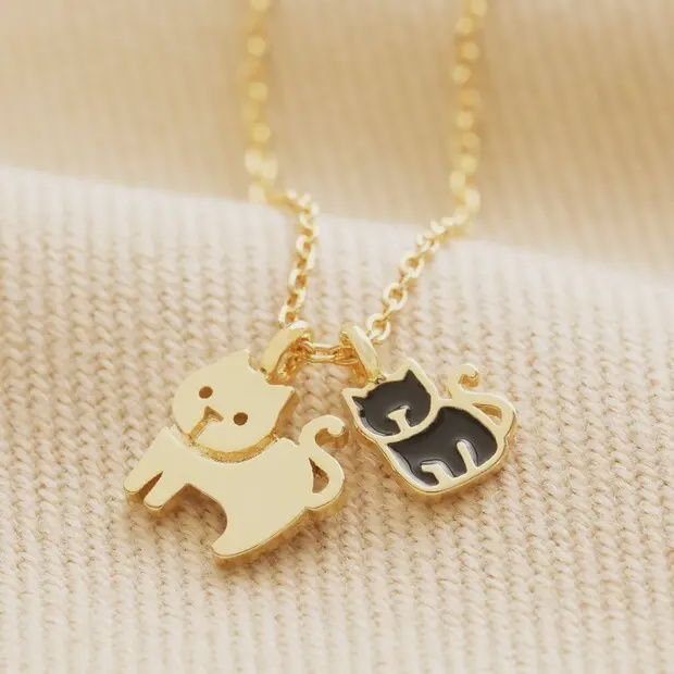 CAT AND KITTEN PENDANT NECKLACE