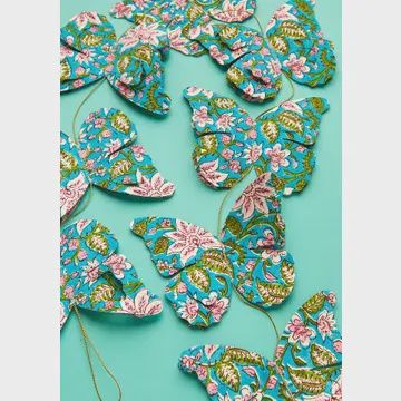 BLOCK PRINT BUTTERFLY GARLAND