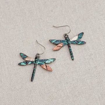 Dragonfly mixed metal earrings