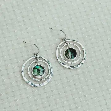 Silver and abalone circle dangle