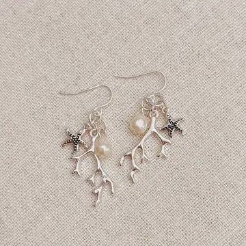 SILVER CORAL DANGLES