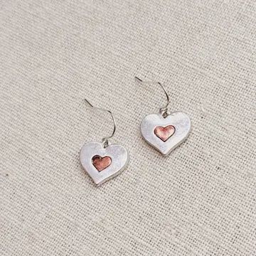 SILVER AND ROSE GOLD DOUBLE HEARTS