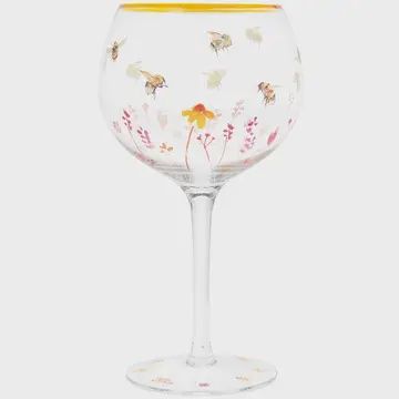 BUSY BEE GIN GLASS  HAND PAINTED