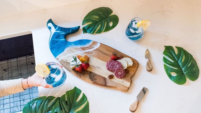 RESIN ACCENTED WHALE SHAPED CHARCUTERIE BOARD
