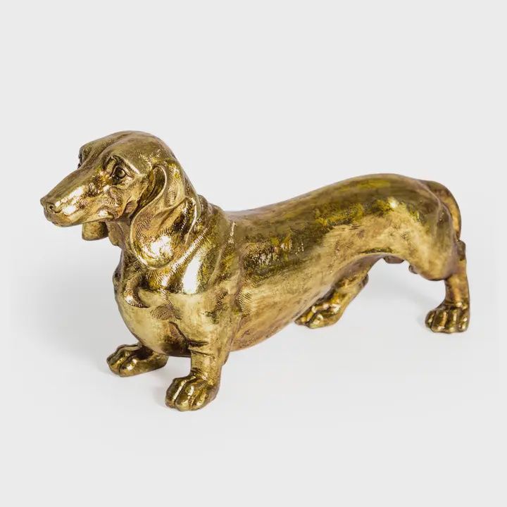 ANTIQUE GOLD DACHSHUND FIGURE