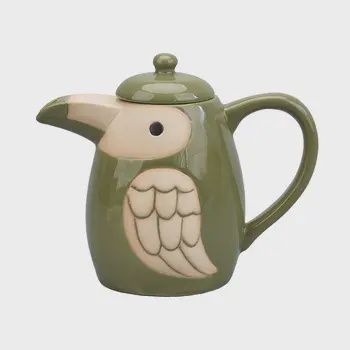 GREEN BIRD TEAPOT
