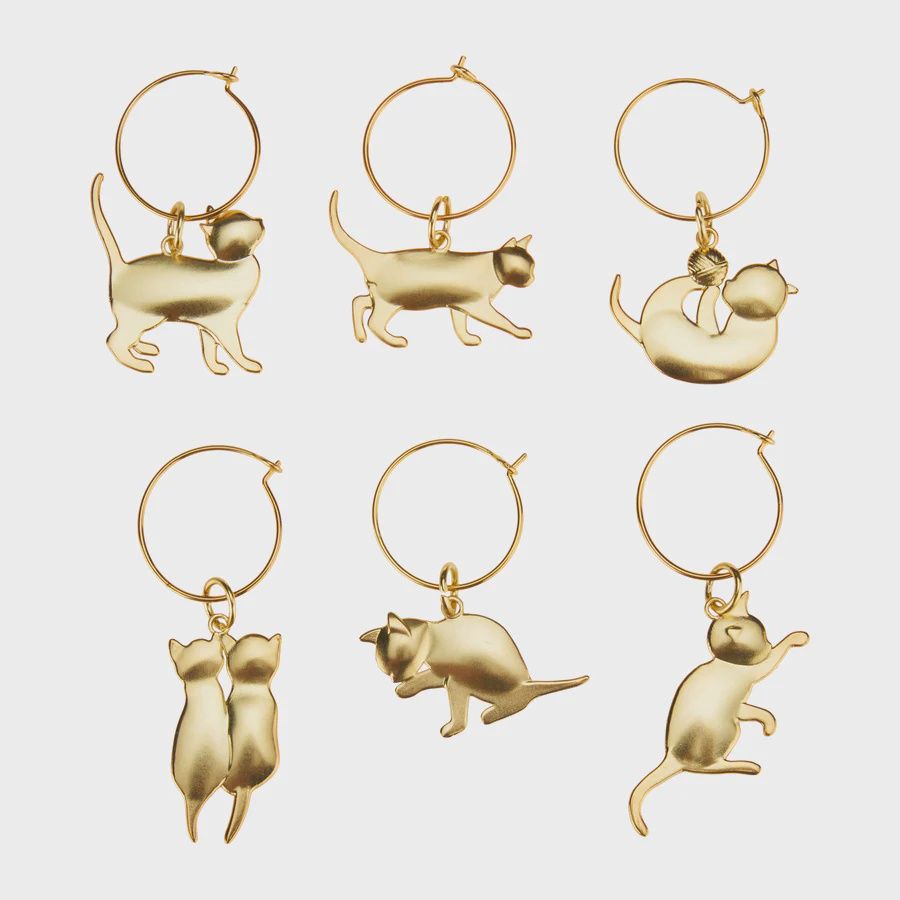 CAT LOVERS WINE CHARMS SET OF 6