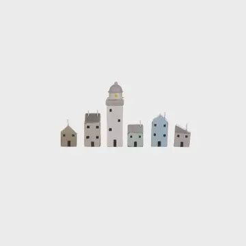 MINI PASTEL SEASIDE VILLAGE SET OF 6