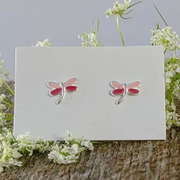 PINK DRAGONFLY STUDS