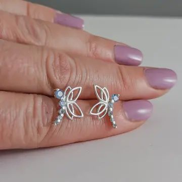 SPARKLY BLUE DRAGONFLY STUDS
