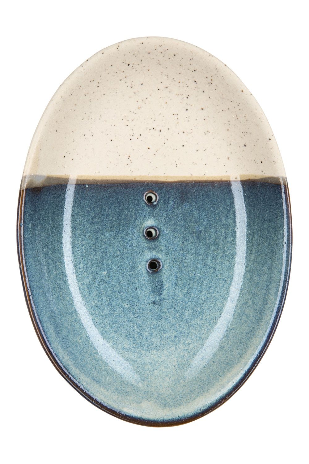 STONEWARE BLUE/WHITE SOAP DISH