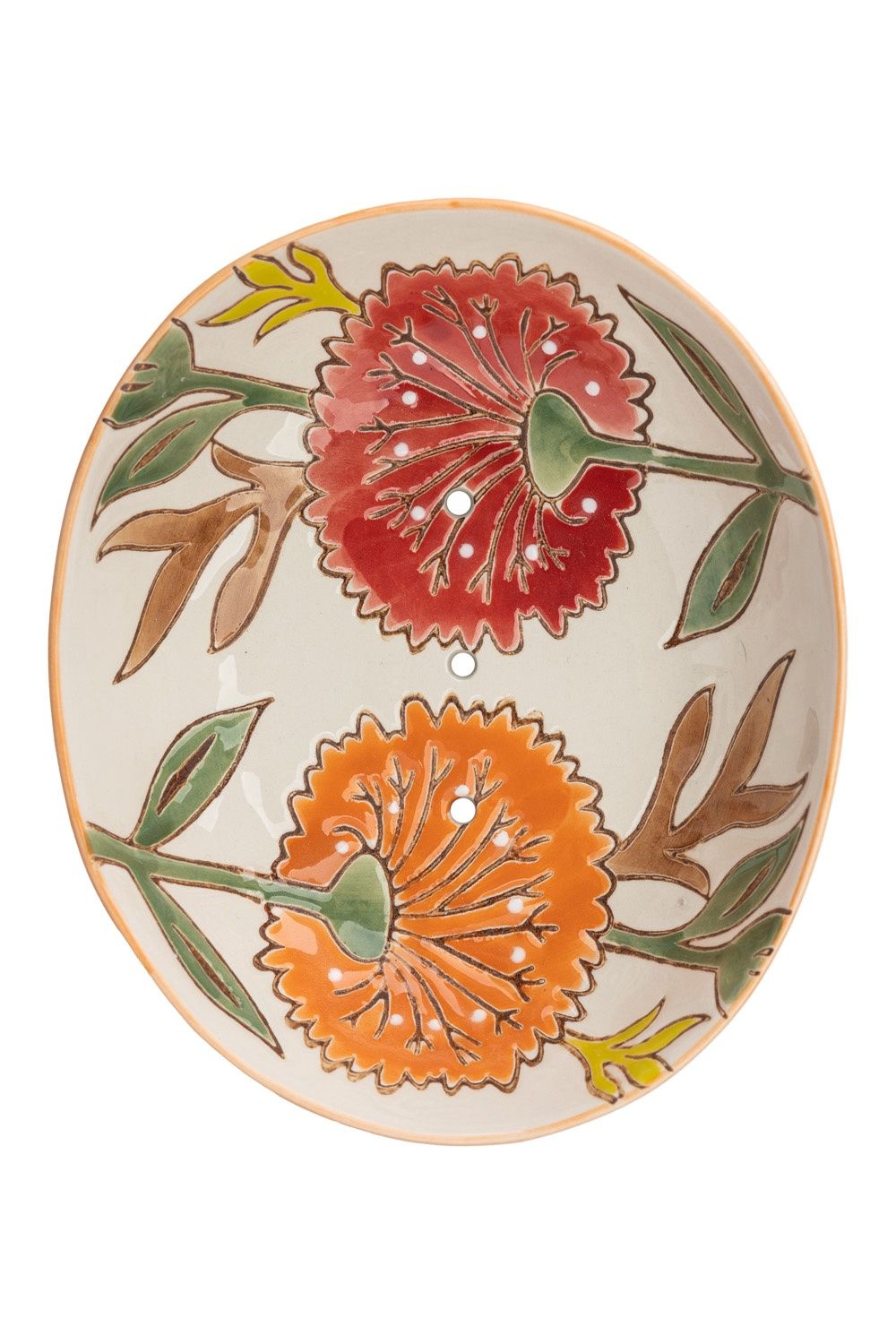 CERAMIC SOAP DISH ORANGE/BEIGE