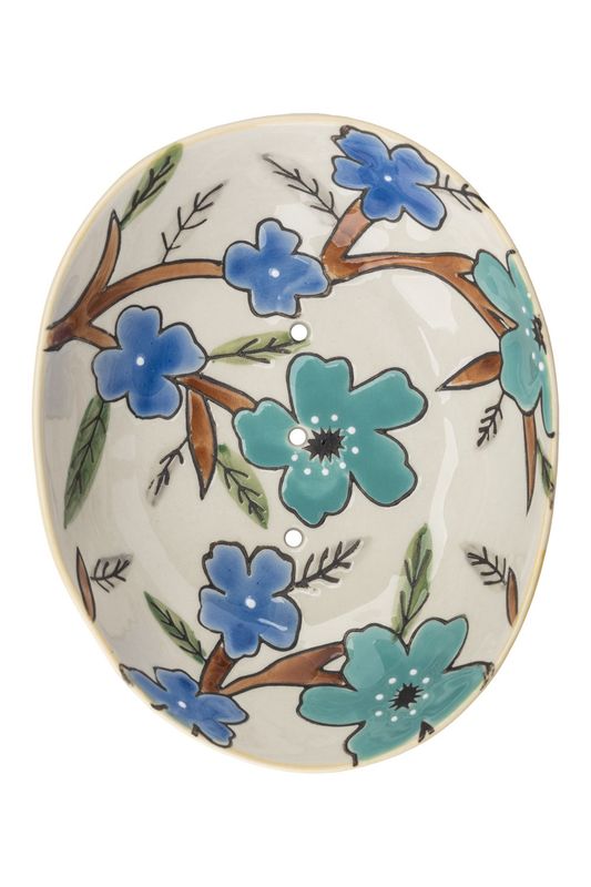 SOAP DISH BLUE/BEIGE FLORAL