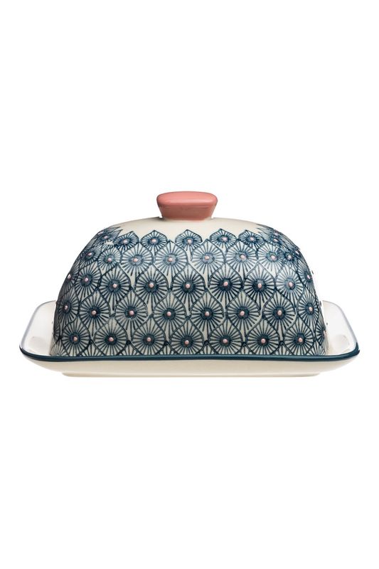 BUTTER DISH BLUE/CREME