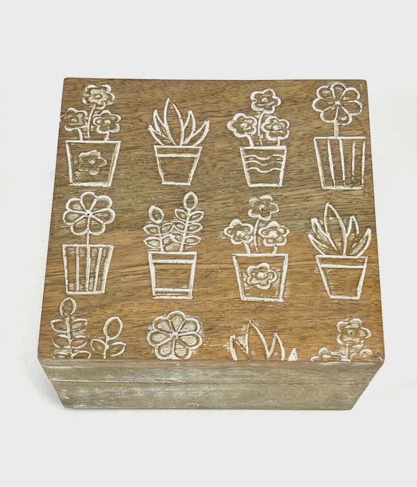 Mango Wood Square Container Box Assorted