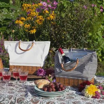 WILLOW + STRIPED FABRIC COOLER BAG