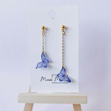 ASST BUTTERFLY DANDLE EARRINGS