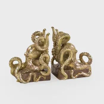 GOLD OCTOPUS BOOK ENDS