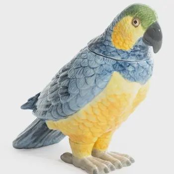 YELLOW/BLUE PARROT VASE