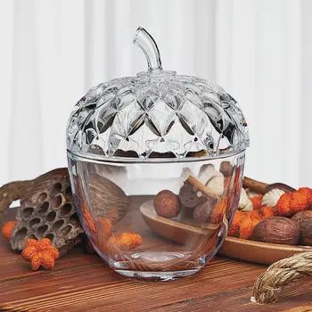 GLASS ACORN DISH WITH LID