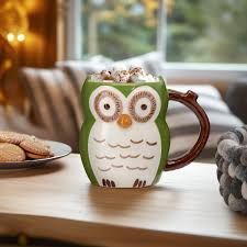 Ceramic Green owl Mug