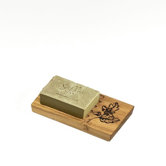 Oak Soap Dish &amp; Soap Set Autumn Acorns