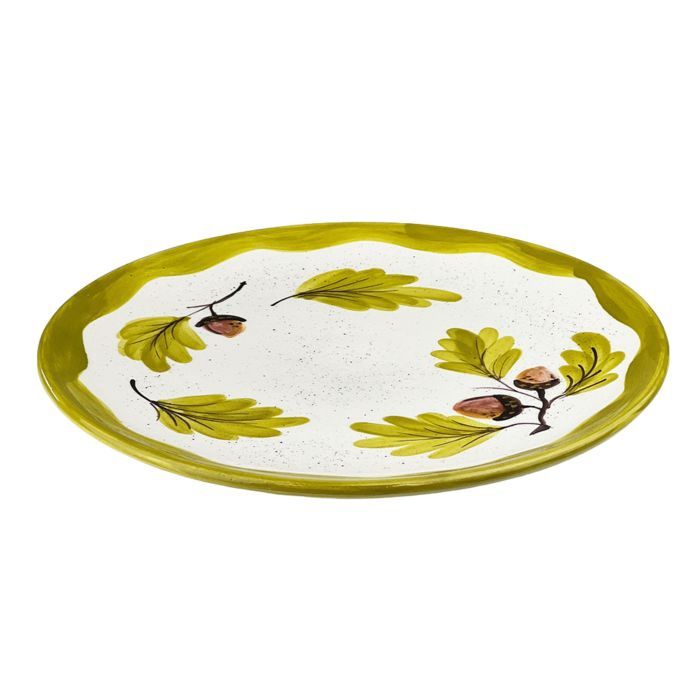 Ceramic Round Plate Autumn Acorns