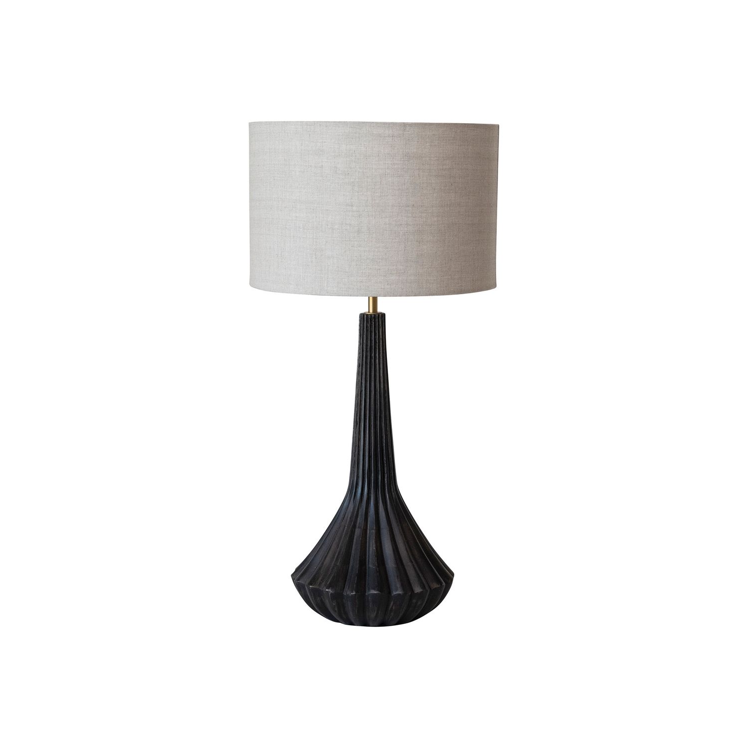 Mango Wood Table Lamp w Linen Shade