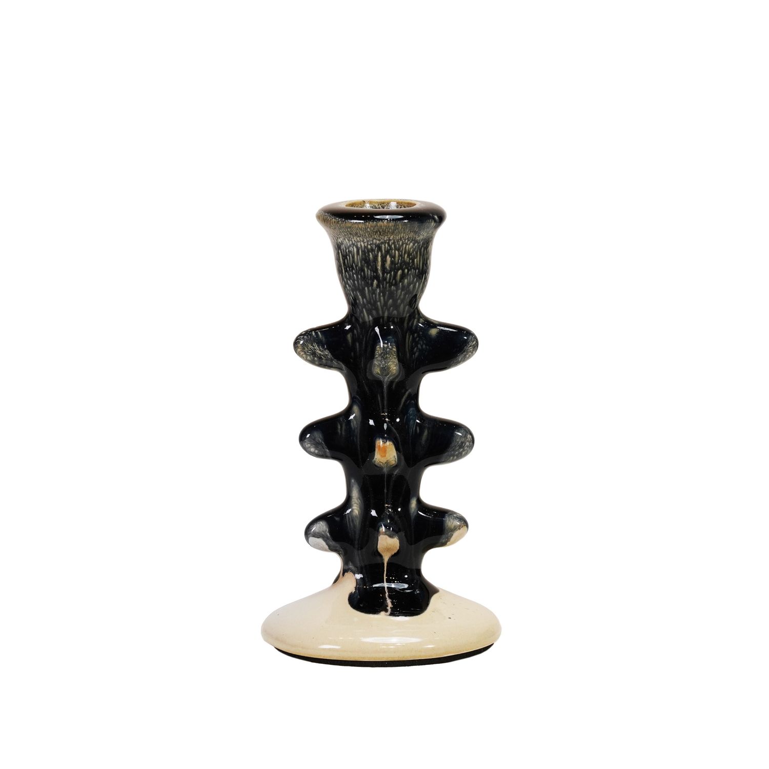 NAVY AND BEIGE TAPER HOLDER