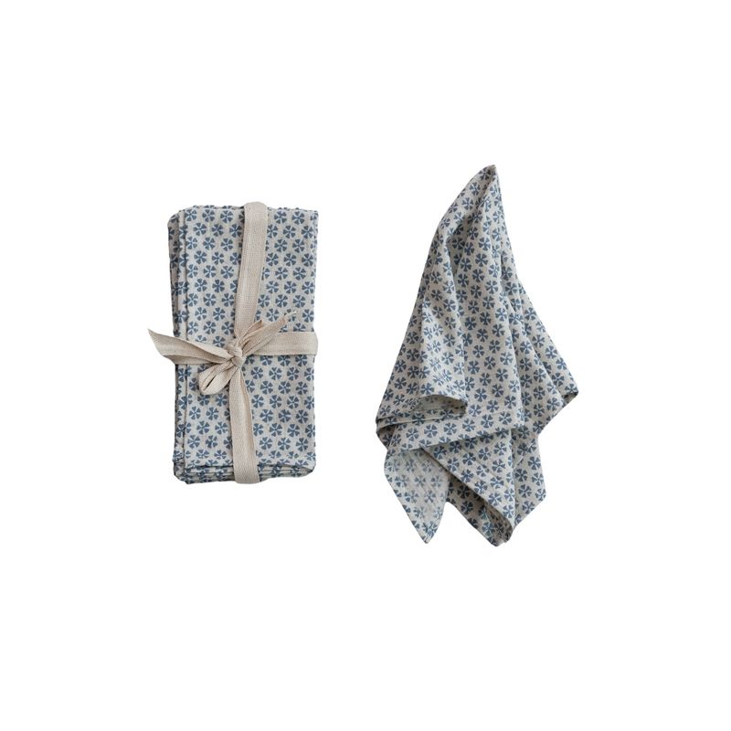 COTTON AND LINEN PRINTED NAPKINS SET 4