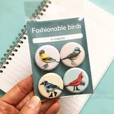 Fashionable Birds Magnets 4pk