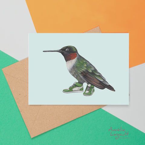 Hummingbird Wearing Shoes Greeting Card