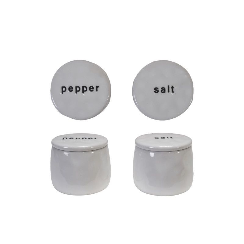 SALT AND PEPPER WHITE PINCH POTS