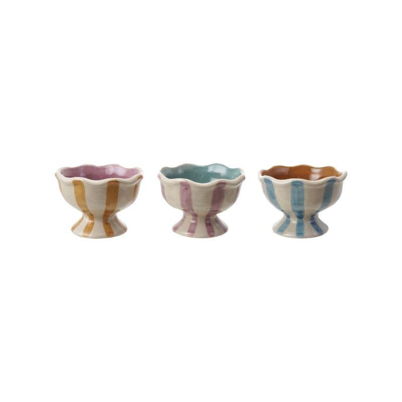 STONEWARE FOOTED DESSERT BOWL 3 COLOURS