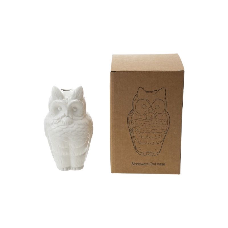 STONEWARE OWL VASE