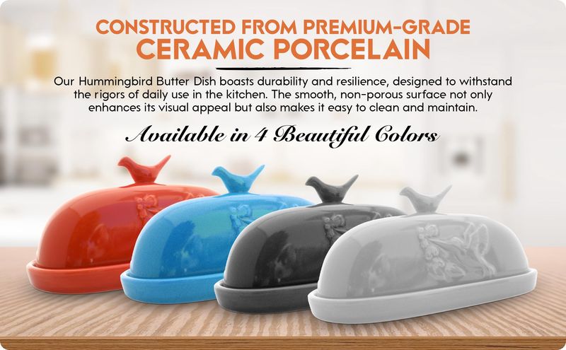 JBK Pottery Hummingbird Butter Dish Assorted